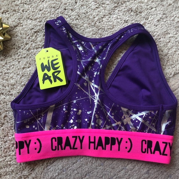 Metallic Silver/Purple Zumba Sports Bra - Picture 2 of 2
